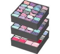 Simple Houseware Closet Drawer Organizer for Clothes, Socks and Underware, 3 Pack, Dark Grey