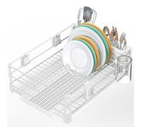 Simple Houseware Dish Rack with Drainers, Mug Holder and Utensil Holder, White