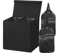 Simple Houseware Double Laundry Hamper with Lid and Removable Laundry Bags, Black