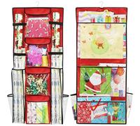 SIMPLE HOUSEWARE Double-Sided Hanging Gift Wrap Organizer Storage Pockets, Red (Set of 1)