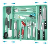 Simple Houseware Expandable Kitchen Drawer Flatware Organizer, Turquoise
