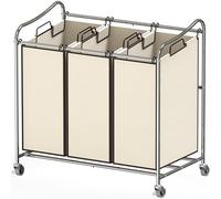 Simple Houseware Heavy-Duty 3-Bag Laundry Sorter Cart, Chrome