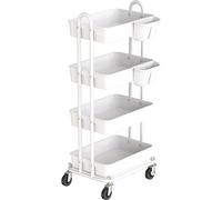 Simple Houseware Heavy Duty 4-Tier Utility Rolling Cart, White