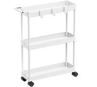 Simple Houseware Kitchen Cart Storage 3-Tier Slim/Super Narrow Shelves with Handle, 26.5'' Height/5.5'' Width for Narrow Place, White