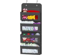 Simple Houseware Over Door/Wall Mount 4 Clear Window Pocket Organizer, Dark Grey