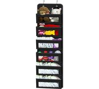 Simple Houseware Over Door/Wall Mount 6 Clear Window Pocket Organizer, Black