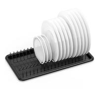 Simple Houseware Plate Drying Rack with Drainboard, Black