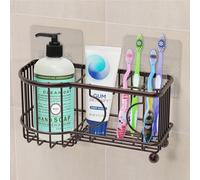 Simple Houseware SimpleHouseware Adhesive Wall Mounted Toothbrush Holder for Bathroom with 2 Adhesive Self Adhesive Hooks, 6 Slots, Bronze
