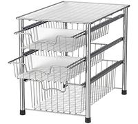 Simple Houseware Stackable 3 Tier Sliding Basket Organizer Drawer, Chrome
