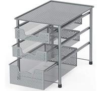 Simple Houseware Stackable 3 Tier Sliding Basket Organizer Drawer, Silver
