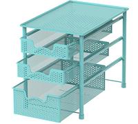 Simple Houseware Stackable 3 Tier Sliding Basket Organizer Drawer, Turquoise