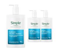 Simple Hydrate+ Gel Cleanser 240ml (Pack of 3) - Simple Face Cleanser Multipack for Sensitive skin moisturiser Prep, Fragrance free face lotion & Winter skin barrier protectant