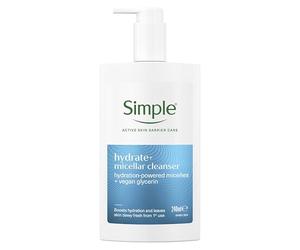 Simple Hydrate+ Micellar Facial Cleanser for a gently daily cleanse with micelles + vegan glycerin boosting hydration from the first use 240 ml