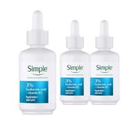Simple Hydrate+ Serum 3 Pack, 30ml Each, 3% Hyaluronic Acid + B5 Moisture Boost Face Serum, Lightweight Hydrating Formula, Plumps Smooths and Refreshes Dry and Dull Skin