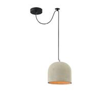 Simple Industrial Ceiling Pendant Light, Grey Cement Lamp Shade, Round, Adjustable height, Long cord, Black metal base, Contemporary, loft, nordic, rustic design, 1 Bulb E27 40W 220-240V not incl