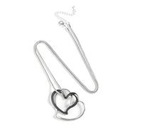 Simple Interlocking Double Love Heart Long Chains Necklace Suspension Statement Jewelry Collier Femme