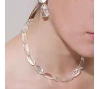 Simple irregular white crystal necklace niche high-end necklace spring and summer new light yellow crystal necklace
