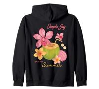 Simple Joy Summer Tropical Coconut Floral Beach Zip Hoodie