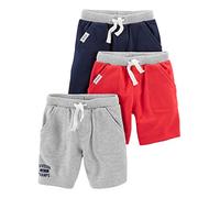 Simple Joys by Carter's Babies, Toddlers, and Boys' Knit Shorts, Pack of 3, Red/Grey/Navy, 12 Months