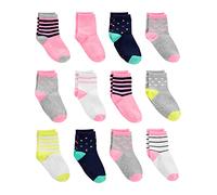 Simple Joys by Carter's Baby 12-Pack Sock Crew, Multicolour/Dinosaur/Dots/Hearts/Stripes, 4 Years (Pack of 12)