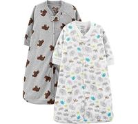 Simple Joys by Carter's Baby 2-Pack Microfleece Long-Sleeve Sleepbag Wearable Blanket, Grey Heather Bear/White Forest Animals, 3-6 Months (Pack of 2)