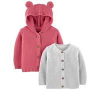 Simple Joys by Carter's Baby 2-Pack Neutral Knit Cardigan Sweaters, Grey/Red, 18 Months