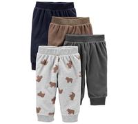 Simple Joys by Carter's Baby 4-Pack Fleece Pants Casual, Brown/Dark Grey/Light Grey Bear Print/Navy, Premature (Pack of 4)