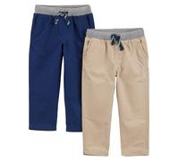 Simple Joys by Carter's Baby Boys' 2-Pack Pull On Pant, Light Khaki Brown/Navy, 4 Years (Pack of 2)