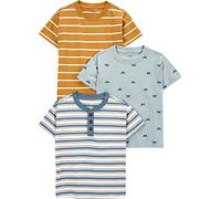 Simple Joys by Carter's Boys' Short-Sleeve Shirts, Pack of 3, Dusty Blue/Gold Stripes/Tapestry Blue Stripes, 8
