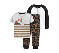 Simple Joys by Carter's baby-boys 3-piece Playwear Set, Brown Camo/Grey Stripe/White, 2 Years