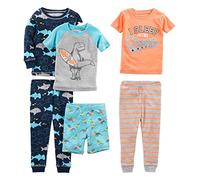 Simple Joys by Carter's Baby Boys' 6-Piece Snug-Fit Cotton Pyjama Set, Pack of 3, Dinosaur/Shark/Stripes/Surfer, 12 Months