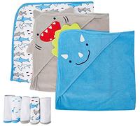 Simple Joys by Carter's Baby Boys' 8-Piece Towel and Washcloth Set Winter Accessory, Shark, One Size