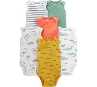 Simple Joys by Carter's Baby Boys' Short-Sleeve Bodysuit, Pack of 6, Alligator/Dinosaur/Stripes/Trucks, 0-3 Months