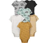 Simple Joys by Carter's Baby Boys' Short-Sleeve Bodysuit, Pack of 6, Bear/Construction/Rhino/Stripes, Premature