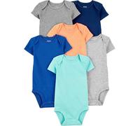 Simple Joys by Carter's Baby Boys' Short-Sleeve Bodysuit, Pack of 6, Blue/Orange/Mint Green, Premature
