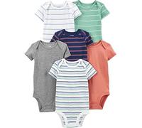 Simple Joys by Carter's Baby Boys' Short Sleeve Bodysuit Shirt, Multicolour/Stripes, 0-3 Months (Pack of 6)