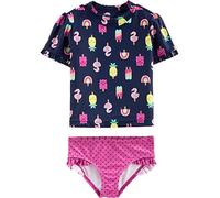Simple Joys by Carter's Baby Girls' 2-Piece Assorted Rashguard Sets, Navy Popsicles/Pink Dots, 3-6 Months