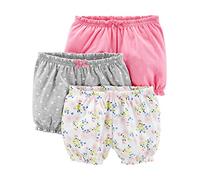Simple Joys by Carter's Baby Girls' 3-Pack Bloomer Short, Grey Hearts/Pink/White Floral, 0 Months (Pack of 3)