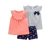 Simple Joys by Carter's Baby Girls' 3-Piece Playwear Set T-Shirt, Navy Stripes/Cherry/Peach, 18 Months