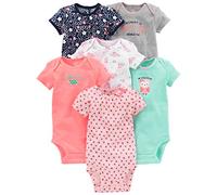 Simple Joys by Carter's Baby Girl's 6-Pack Short-Sleeve Bodysuit, Multicolour/Floral/Owl/Stripes, Premature (Pack of 6)