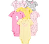 Simple Joys by Carter's Baby Girl's 6-Pack Short-Sleeve Bodysuit, Pink/Yellow, 0 Months (Pack of 6)
