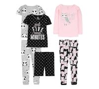 Simple Joys by Carter's Baby Girls' 6-Piece Snug-Fit Cotton Pyjama Set, Pack of 3, Black Dots/Grey Panda/Pink Owl, 6-9 Months
