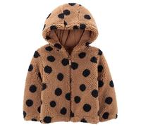 Simple Joys by Carter's Baby Girls' Hooded Sherpa Jacket, Black Brown Polka Dot, 12 Months