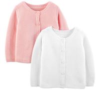 Simple Joys by Carter's Baby Girls' Knit Cardigan Sweaters, Pack of 2, White/Pink, 18 Months, White/Pink, 18 Months