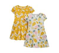 Simple Joys by Carter's Baby Girls' Short-Sleeve and Sleeveless Dress Sets, Pack of 2 Casual, Grey Pineapple/Mustard Yellow Flowers, 12 Months
