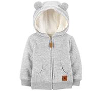 Simple Joys by Carter's Baby Hooded Sweater Jacket with Sherpa Lining Fleece, Grey, 6-9 Months