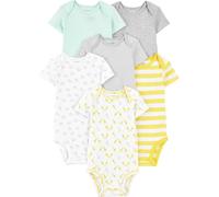 Simple Joys by Carter's Baby Neutral Short-Sleeve Bodysuit, Grey/Yellow, 0 Months (Pack of 6)