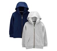 Simple Joys by Carter's Boys' 2-Pack Fleece Full Zip Hoodies Hooded Sweatshirt, Grey/Navy, 12 Months (Pack of 2)