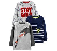 Simple Joys by Carter's Boys' 3-Pack Long Sleeve Shirts, Dinosaur/Dragon/Monster, 2 Years