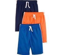 Simple Joys by Carter's Boys' 3-Pack Mesh Shorts, Blue/Orange/Navy, 5